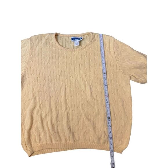 Pendleton Women’s Yellow Cable Knit Short Sleeve Sweater size LP - Picture 4 of 7